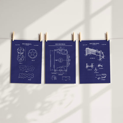 Soccer Wall Art Set - Ball, Field, Goal - Ready to Frame Prints