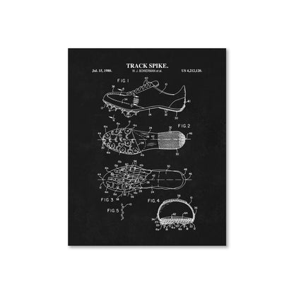 Patent illustration of a track spike on a black chalkboard background