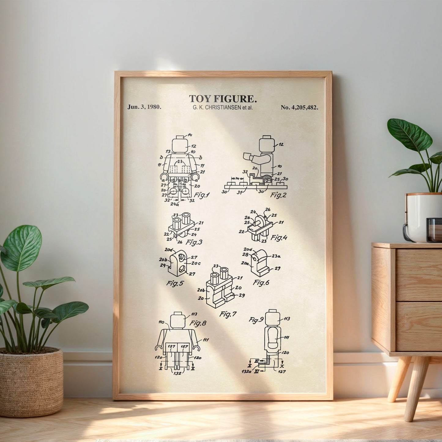 Mini Toy Brick Figure Patent Wall Art - Vintage Toy Brick Decor - Ready to Frame Print