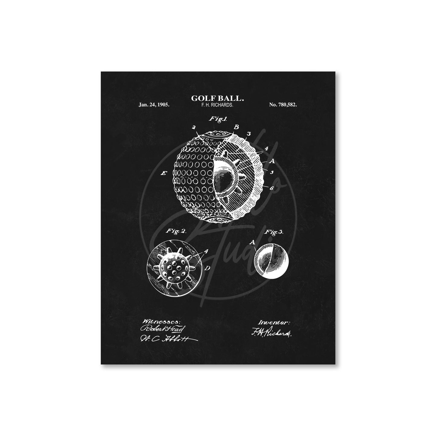 Golf Ball Patent Wall Art - Ready to Frame Print