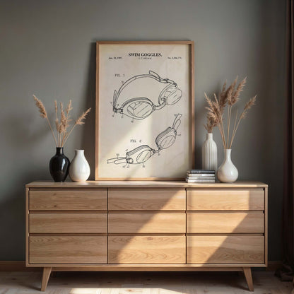 Swim Goggles Patent Wall Art - PRINTABLE DIGITAL DOWNLOAD