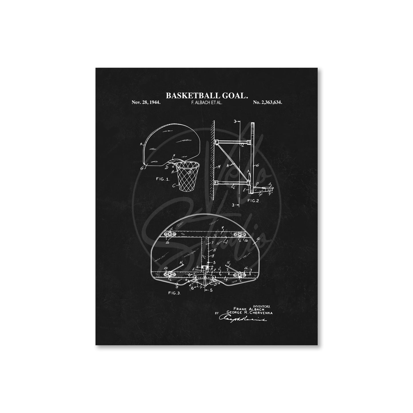 Basketball Goal Wall Art - Retro Basketball Patent - Ready to Frame Print