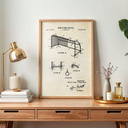 Soccer Goal Patent Wall Art -  DIGITAL DOWNLOAD