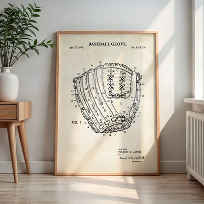 Baseball Glove Patent Wall Art - PRINTABLE DIGITAL DOWNLOAD