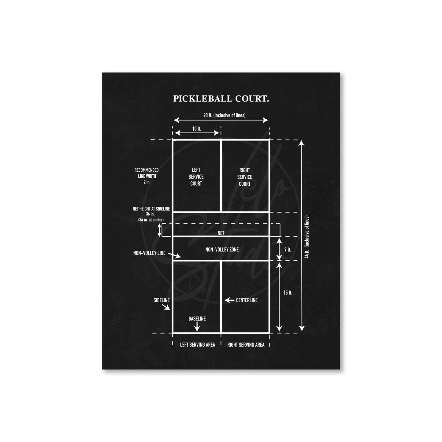 Pickleball Court Diagram Wall Art | Physical Print