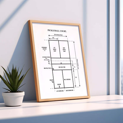 Pickleball Court Diagram Wall Art Print - PRINTABLE DIGITAL DOWNLOAD