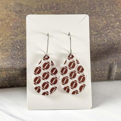 Football Teardrop Earrings - Dangle Game Day Earrings