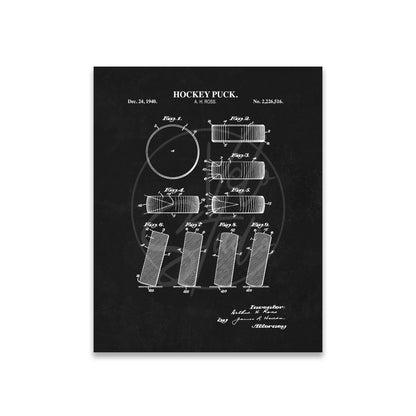 Hockey Puck Patent Wall Art  - Ready to Frame Print