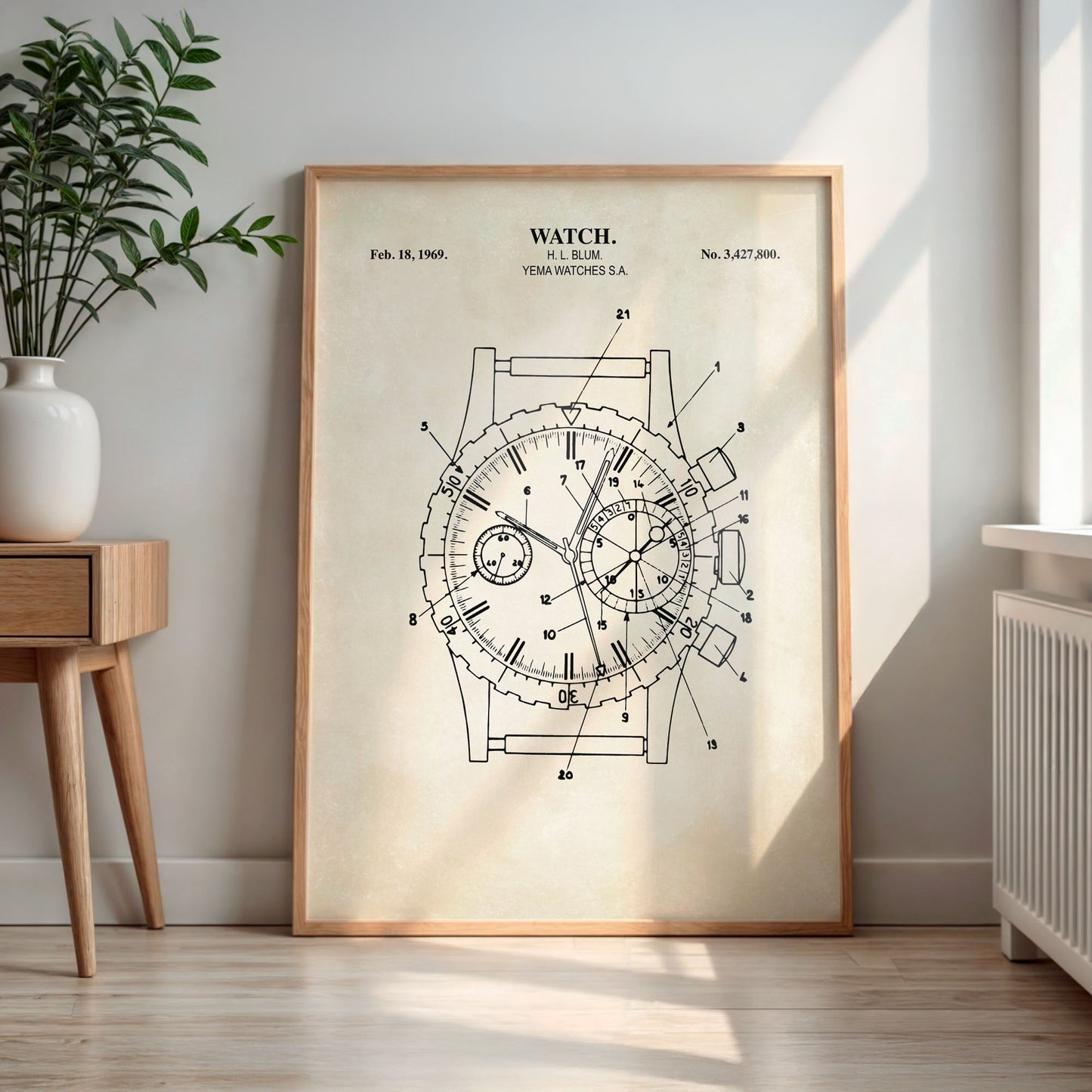 Watch 1969 Patent Wall Art  - PRINTABLE DIGITAL DOWNLOAD