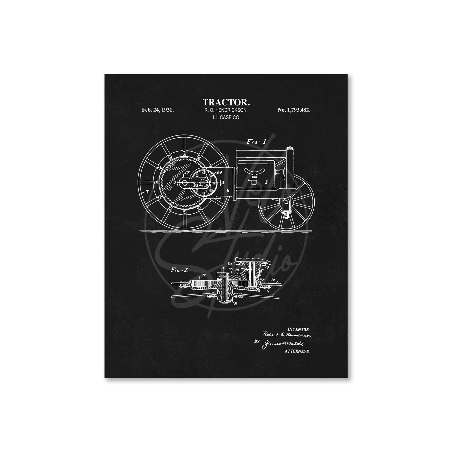 Tractor Wall Art - 1931 Tractor Patent Art - Ready to Frame Print
