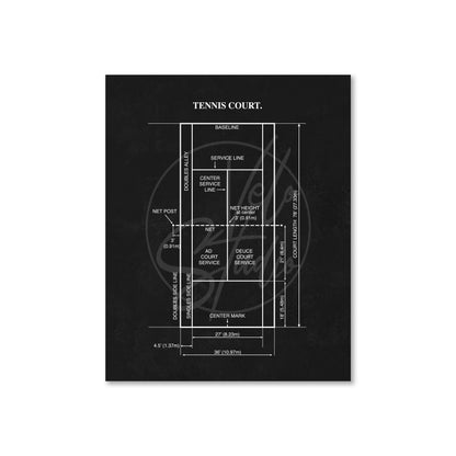 Tennis Court Wall Art - Ready to Frame Minimalist Sports Decor
