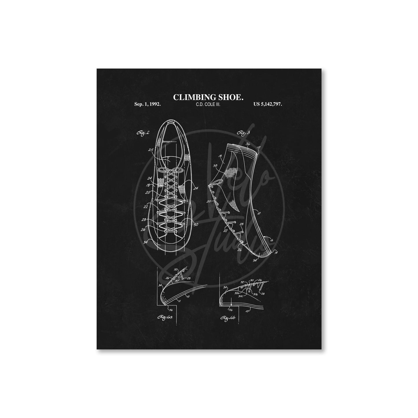 Climbing Shoe Patent Wall Art - Ready to Frame Print