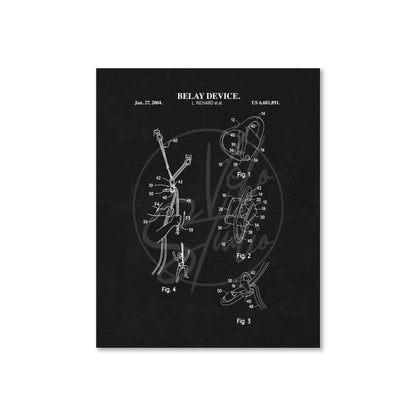 Belay Device Patent Wall Art - Ready to Frame Print