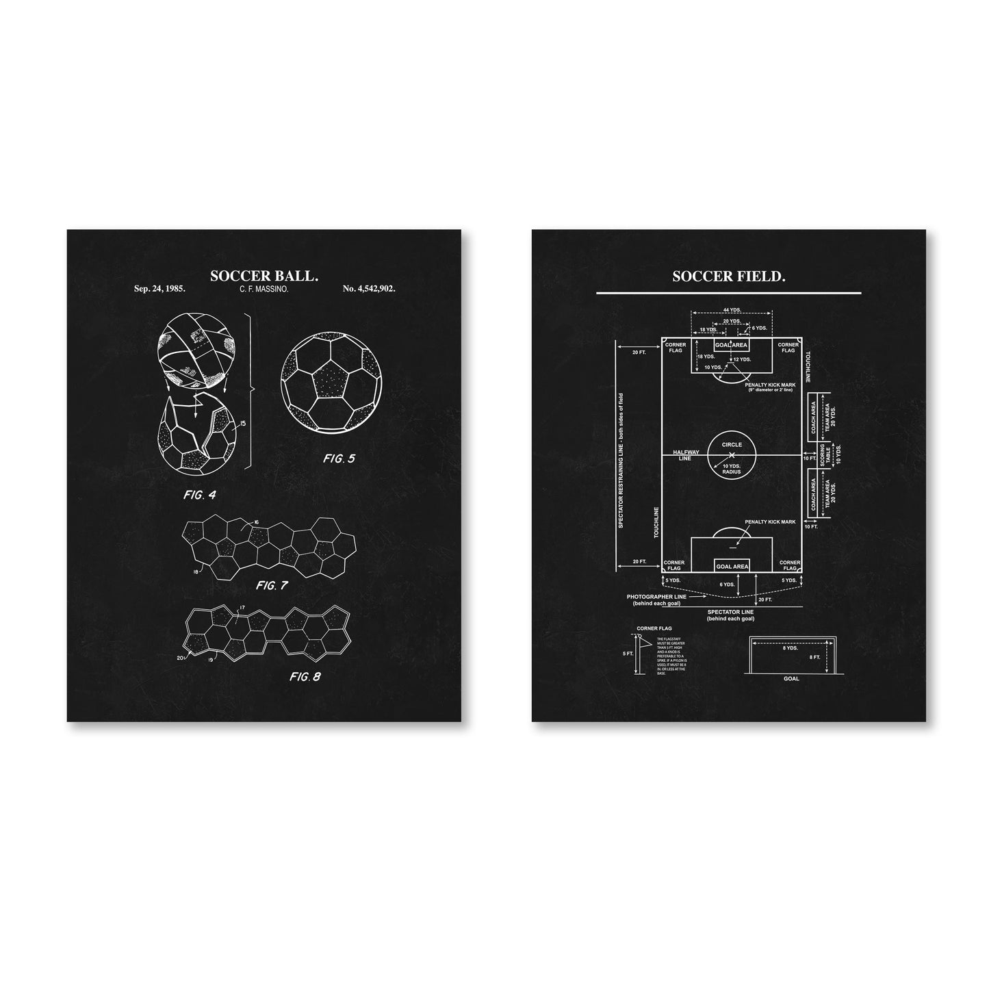 Soccer Patent Wall Art - Set of 2 Ready to Frame Prints