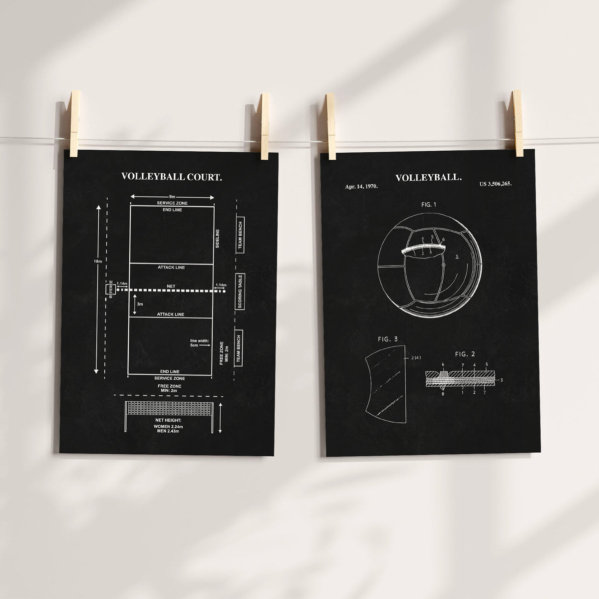 Volleyball Wall Art Set | Ready to Frame Prints