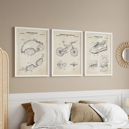 Triathlon Patent Print Wall Art Set - DIGITAL DOWNLOAD