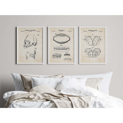 Football Patent Wall Art - Set of 3 - Printable Digital Download