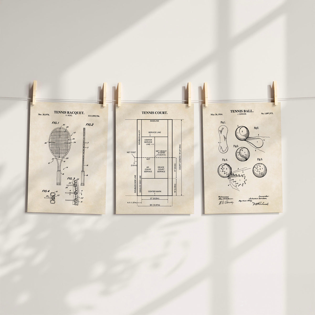 Tennis Wall Art Set - Ready to Frame Prints