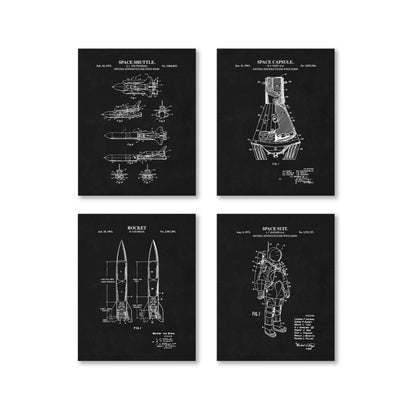 Space Patent Wall Art Set - Ready to Frame Prints
