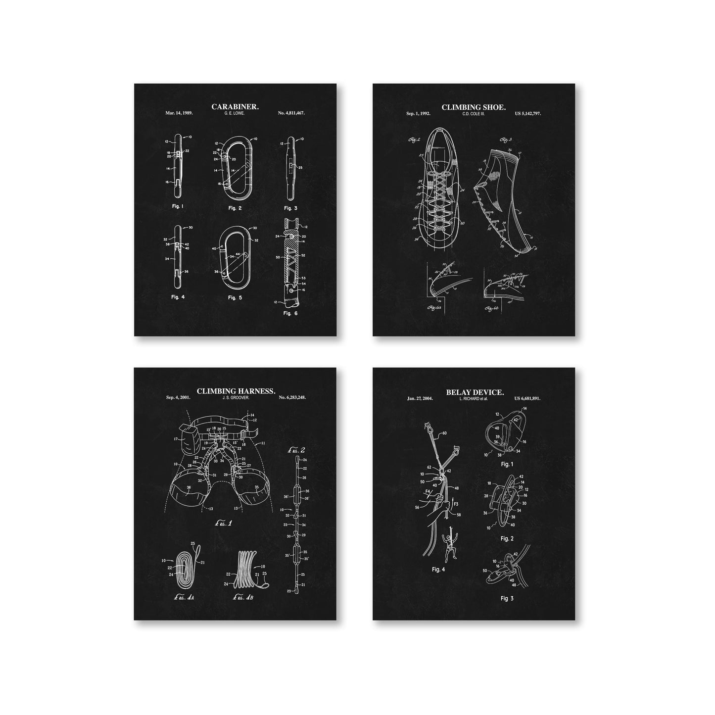 Climbing Patent Wall Art Set | Ready to Frame Prints