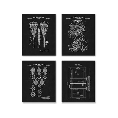 Men's Lacrosse Wall Art - Set of 4 Physical Prints