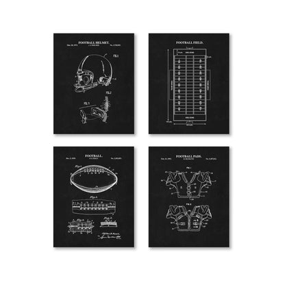 Football Patent Wall Art - Set of 4 Ready to Frame Prints