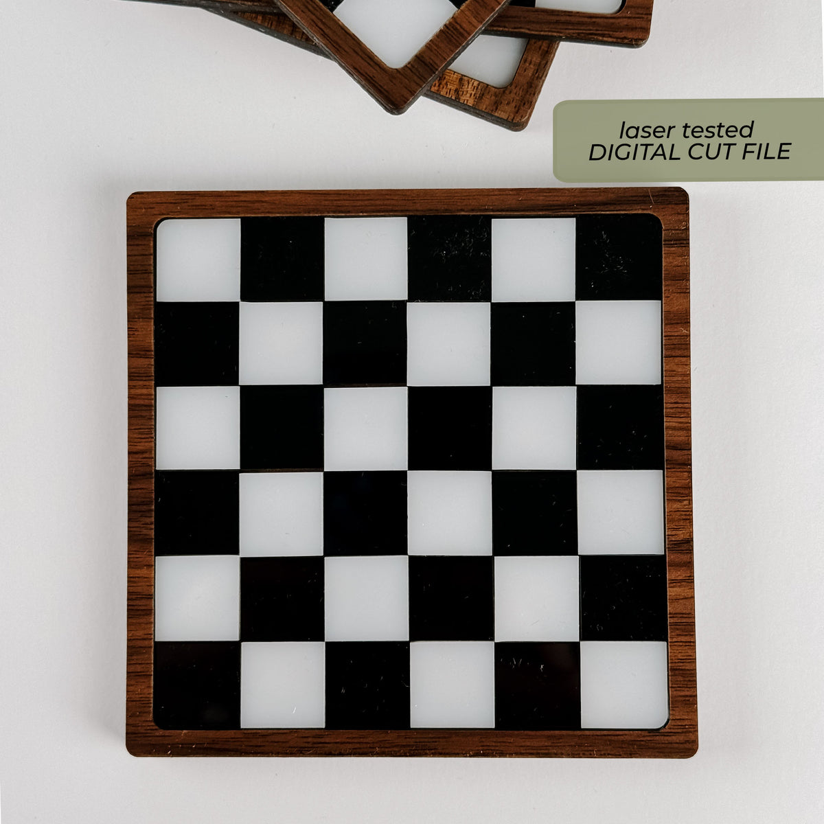 Checkerboard Coaster SVG | Layered Laser Cut File