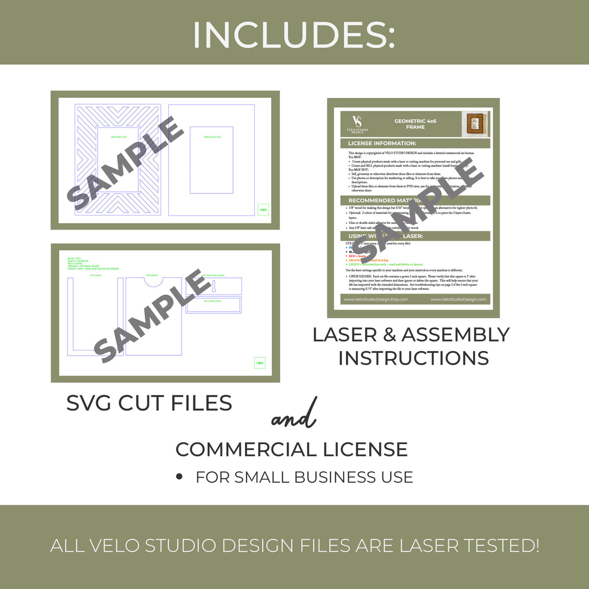Geometric Photo Frame SVG | 4x6 Laser Cut File