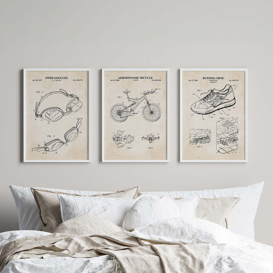 Triathlon Patent Print Wall Art - Set of 3 PRINTABLE DIGITAL DOWNLOAD