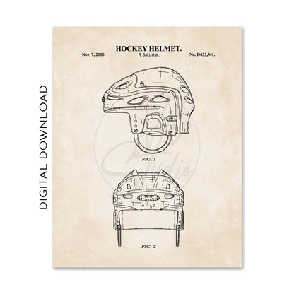Hockey Patent Print Wall Art  - Set of 6 - PRINTABLE DIGITAL DOWNLOAD