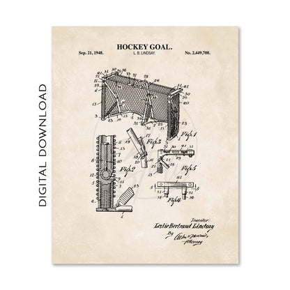 Hockey Patent Print Wall Art  - Set of 6 - PRINTABLE DIGITAL DOWNLOAD