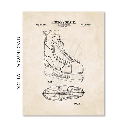 Hockey Patent Print Wall Art  - Set of 6 - PRINTABLE DIGITAL DOWNLOAD