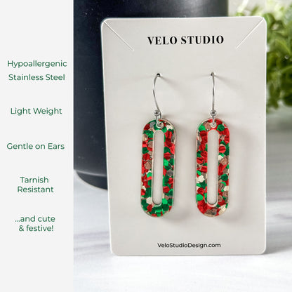 Holiday Glitter Dangle Earrings