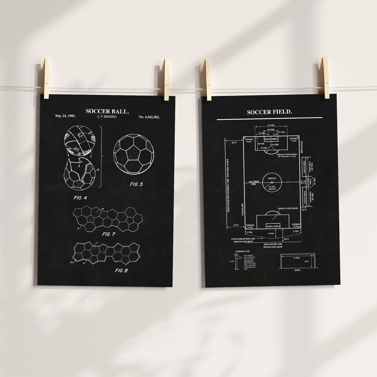 Soccer Patent Wall Art - Set of 2 Ready to Frame Prints