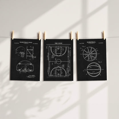 Basketball Patent Print Wall Art | Set of 3 Ready to Frame Prints