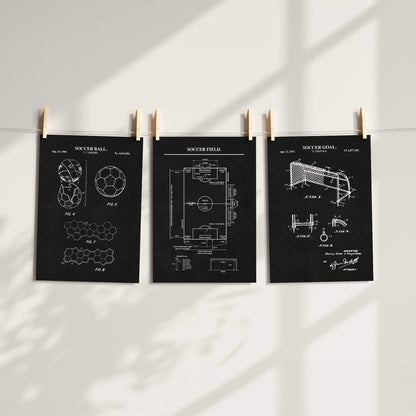 Soccer Wall Art Set - Ball, Field, Goal - Ready to Frame Prints
