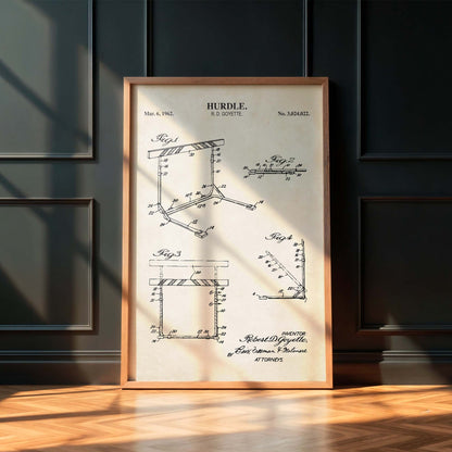 Hurdle Track and Field Patent Print Poster - PRINTABLE DIGITAL DOWNLOAD