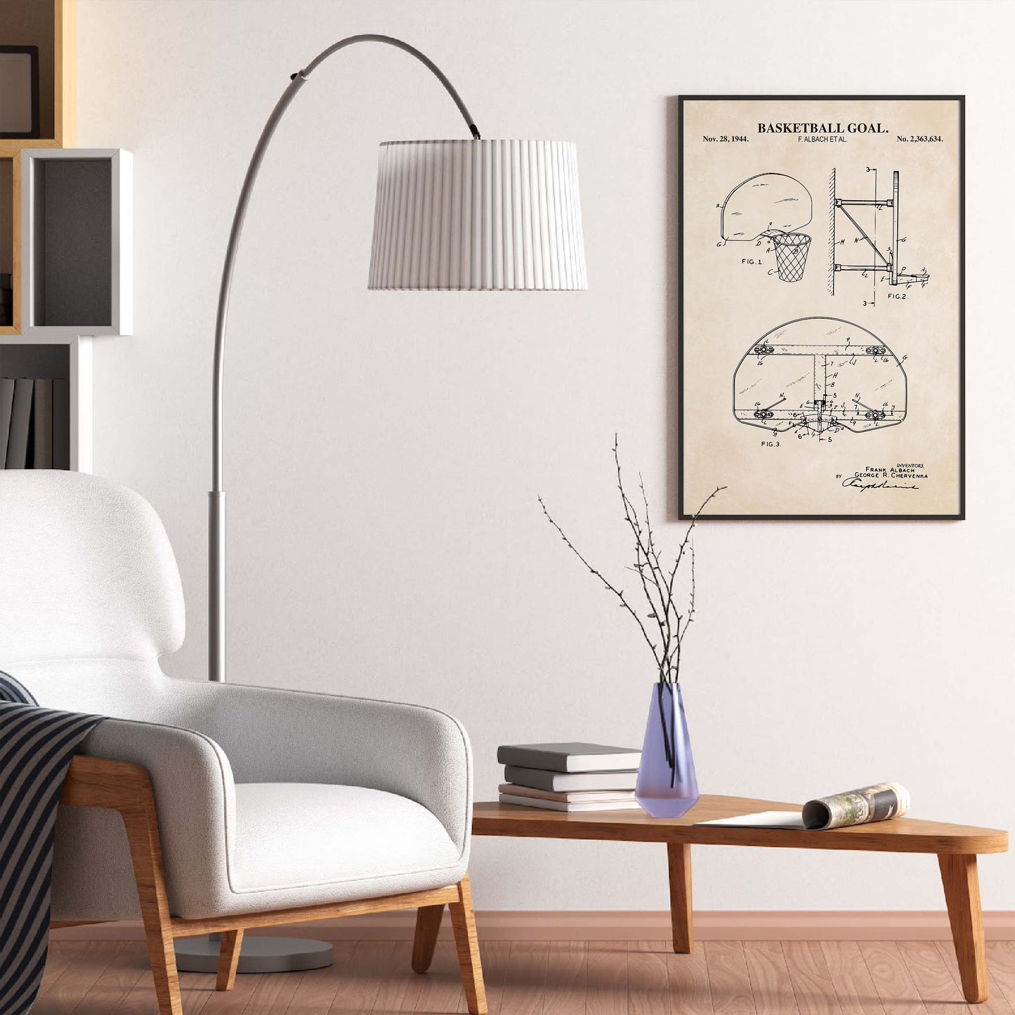 Basketball Goal Wall Art - Retro Basketball Patent - Ready to Frame Print