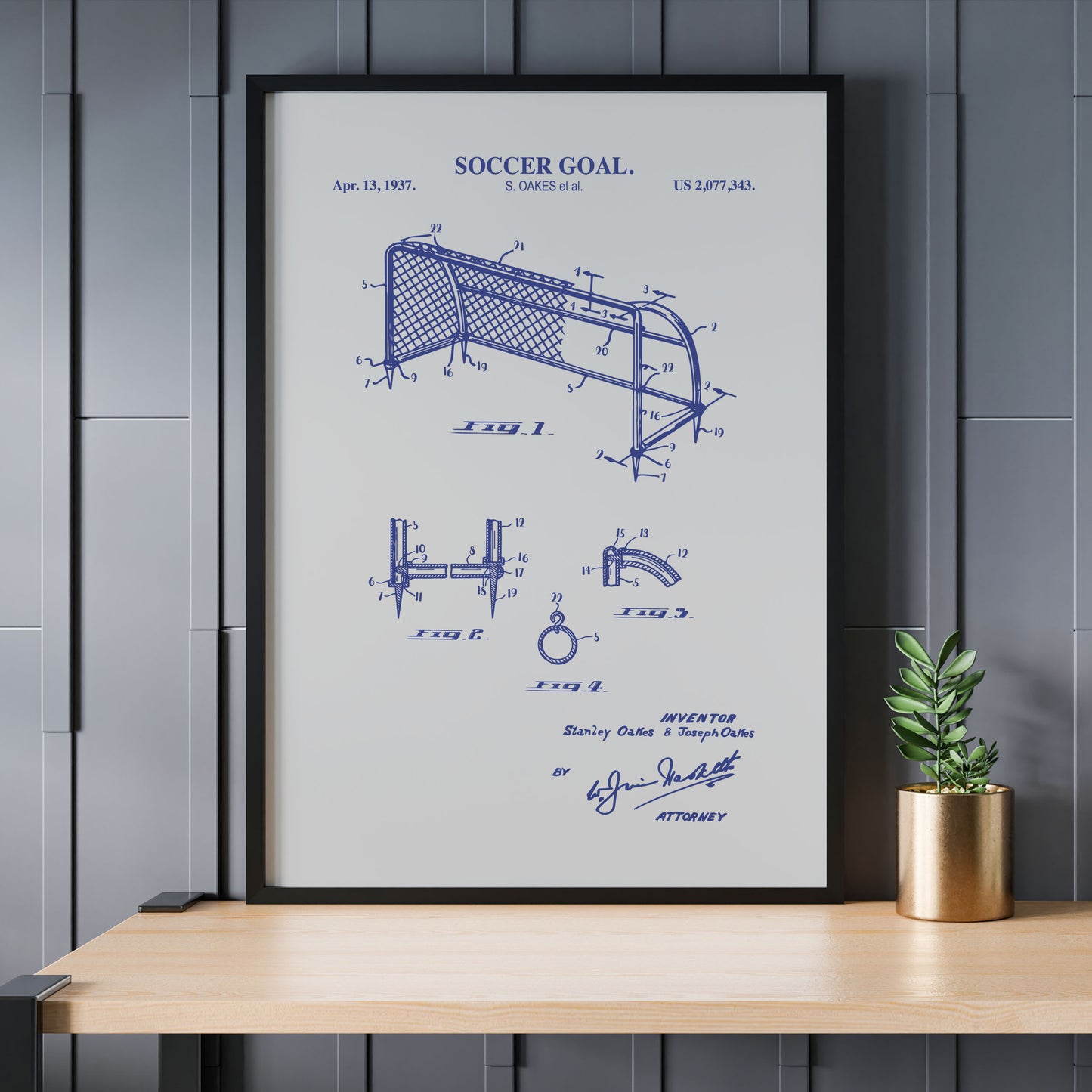 Soccer Goal Patent Wall Art - Ready to Frame Print