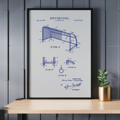 Soccer Goal Patent Wall Art - Ready to Frame Print