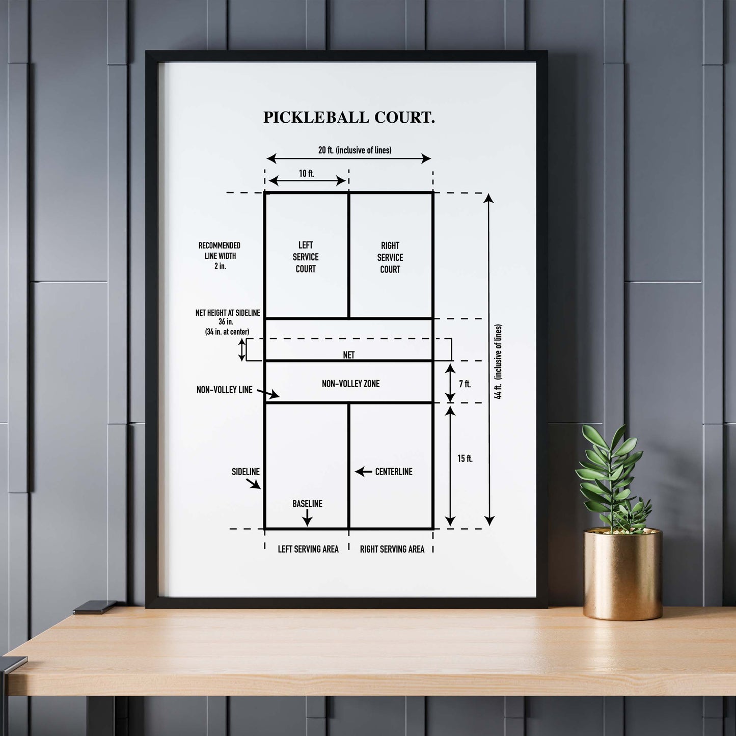 Pickleball Court Diagram Wall Art | Physical Print