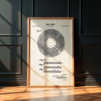 Vinyl Record Patent Wall Art - PRINTABLE DIGITAL DOWNLOAD