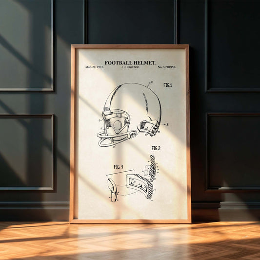Football Helmet Patent Wall Art - PRINTABLE DIGITAL DOWNLOAD
