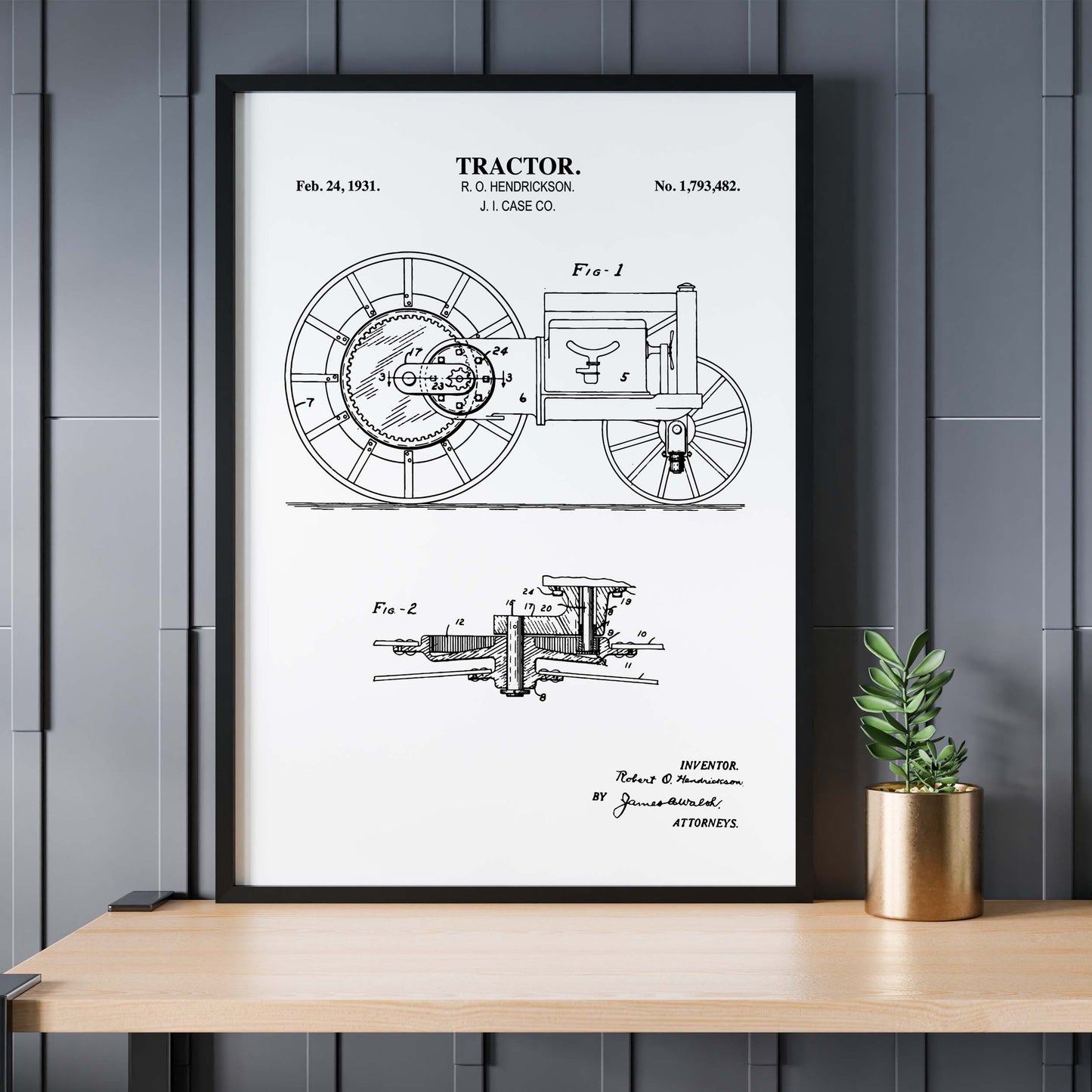 Tractor Wall Art - 1931 Tractor Patent Art - Ready to Frame Print