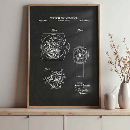 Watch Movement Patent Wall Art | Ready to Frame Print
