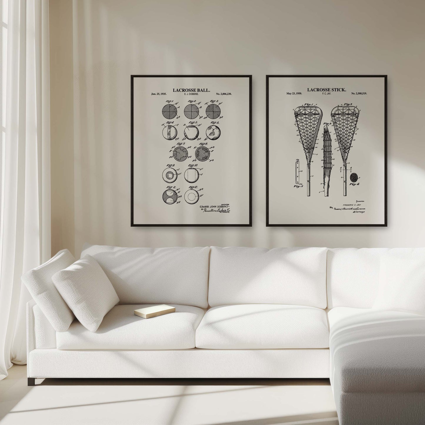 Lacrosse Patent Wall Art Set  - Set of 2 Physical Prints