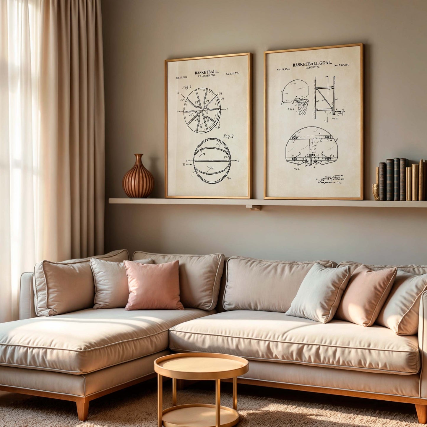 Basketball Patent Wall Art - Set of 2 Ready to Frame Prints