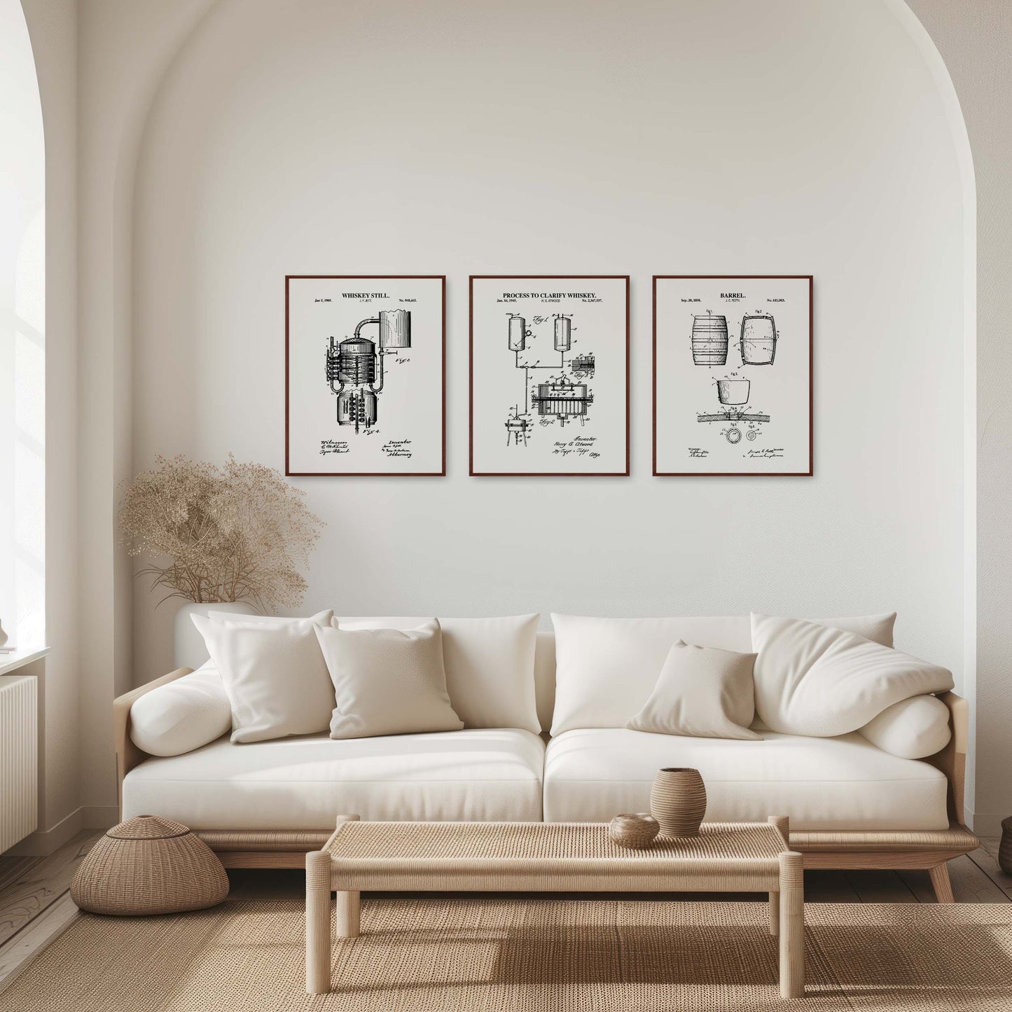 Whiskey Bourbon Patent Wall Art - Set of 3 Physical Prints