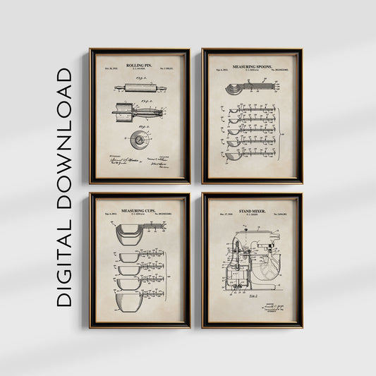 Baking Tools Wall Art Set | Kitchen Patent Prints | DIGITAL DOWNLOAD