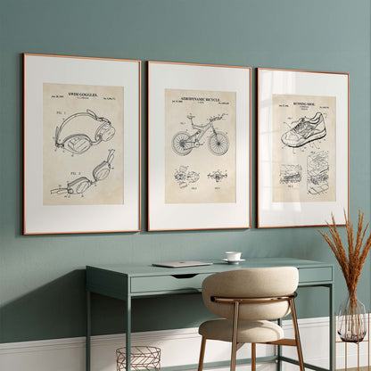 Triathlon Patent Print Wall Art - Set of 3 PRINTABLE DIGITAL DOWNLOAD